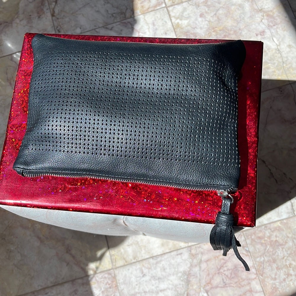 Black Leather Clutch Decoss